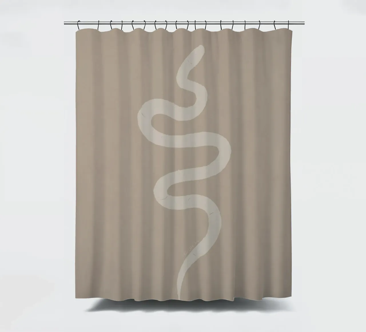 Boho Beige Gesso Bianco Serpente - Minimalista Astratto Organico tenda da doccia da This Wild Soul - Illustration