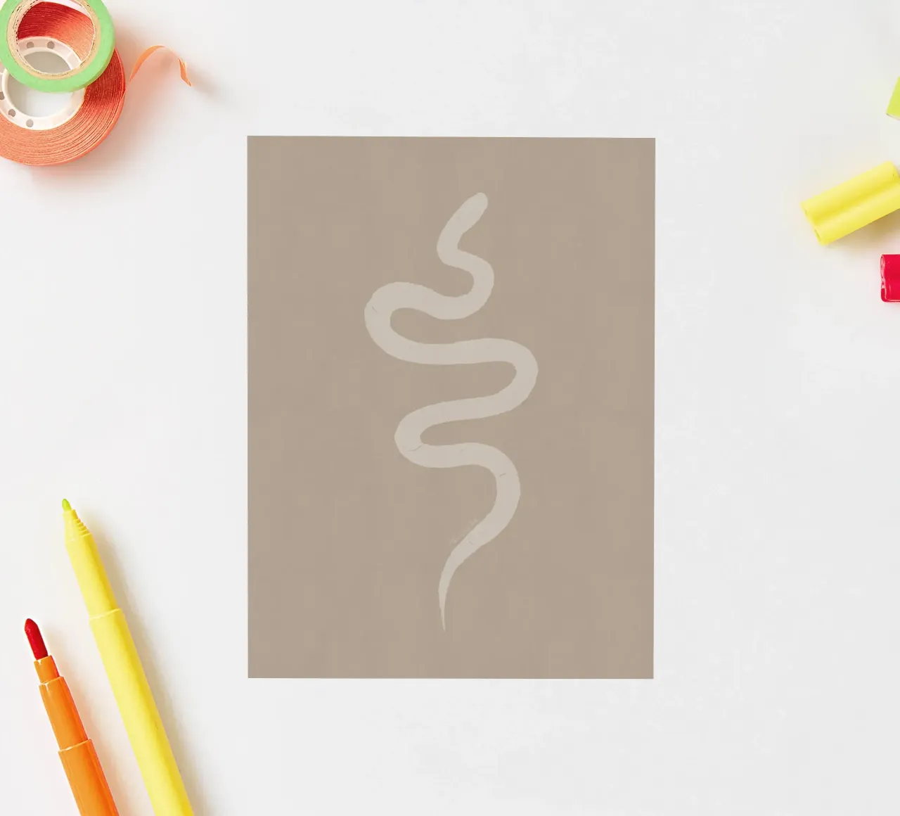 Boho Beige Kreide Weiß Schlange - Minimalistisch Abstrakt Organisch Sticker von This Wild Soul - Illustration