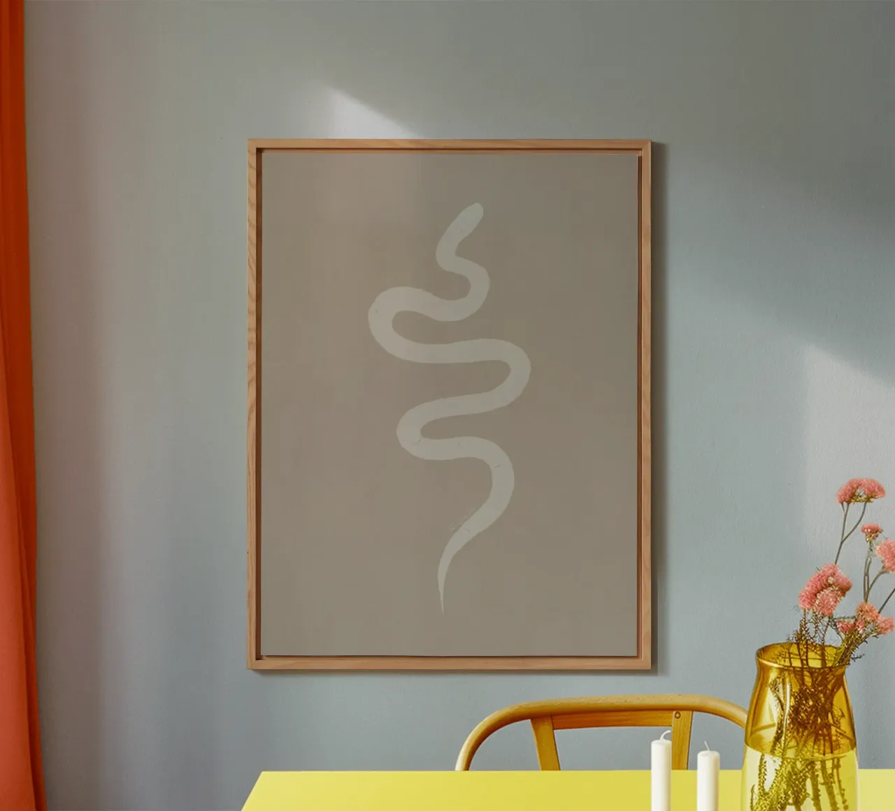 Boho Beige Gesso Bianco Serpente - Minimalista Astratto Organico alluminio dibond da This Wild Soul - Illustration