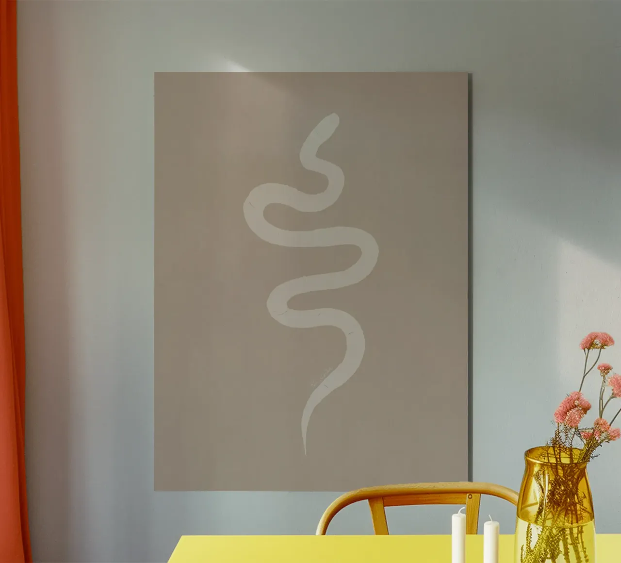 Boho Beige Gesso Bianco Serpente - Minimalista Astratto Organico alluminio dibond da This Wild Soul - Illustration