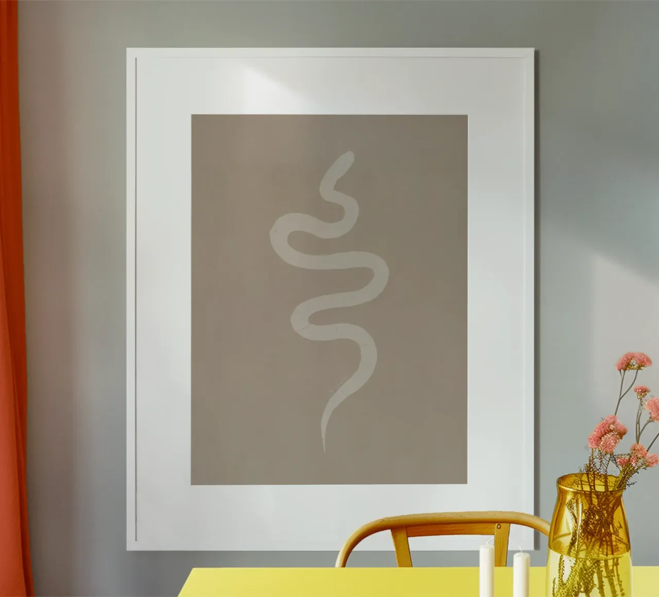 Boho Beige Chalk White Snake - Minimalist Abstract Organic hahnemühle by This Wild Soul - Illustration