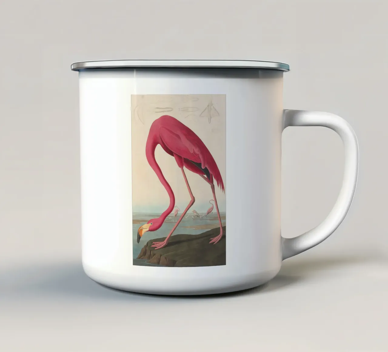 John James Audubon - Fenicottero americano tazza in smalto da Timeless Artworks