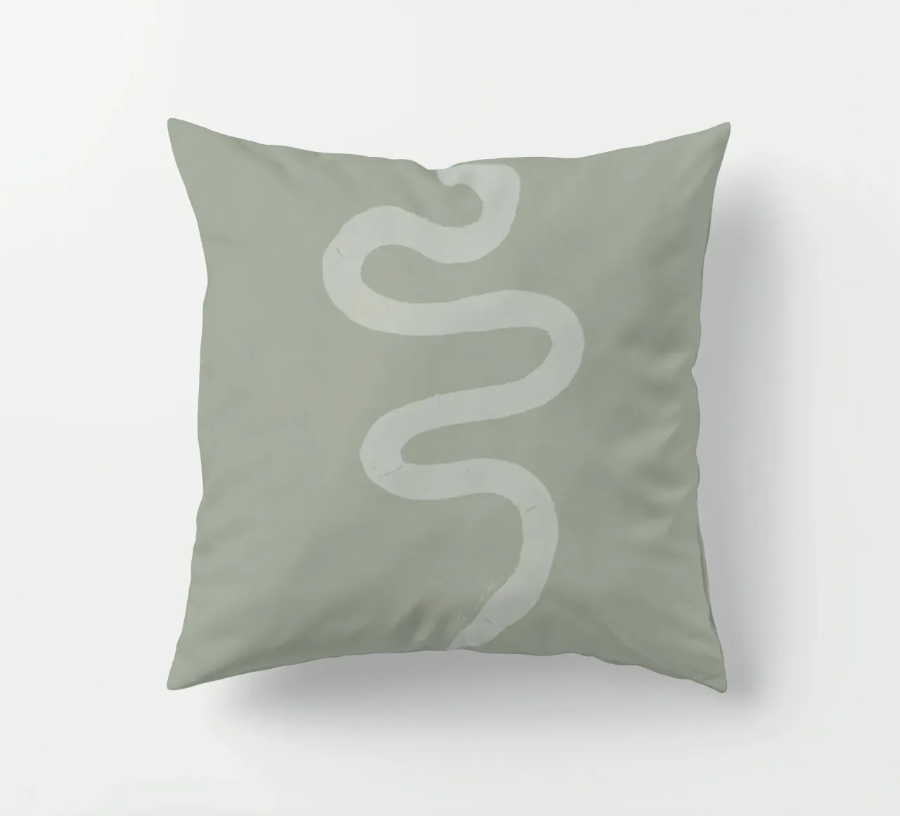 Pastel green chalk white Minimalist abstract Boho Snake decorative cushion by This Wild Soul - Illustration