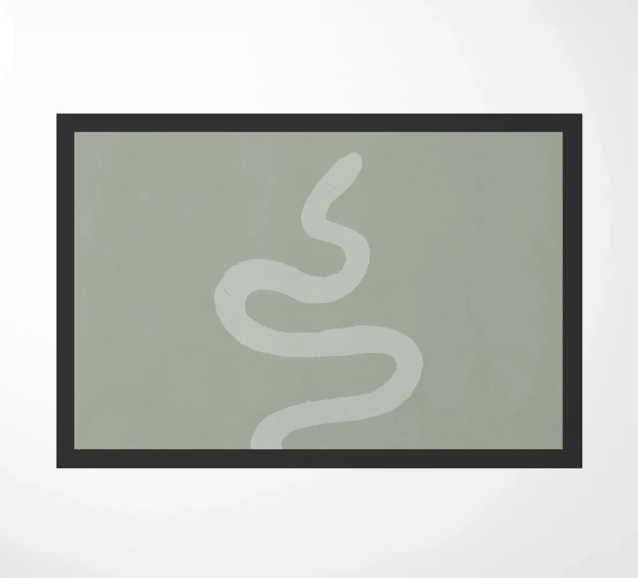 Pastellgrün Kreide weiß Minimalistisch Abstrakt Boho Snake Fußmatte von This Wild Soul - Illustration