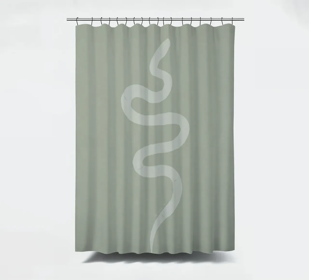 Pastellgrün Kreide weiß Minimalistisch Abstrakt Boho Snake Duschvorhang von This Wild Soul - Illustration