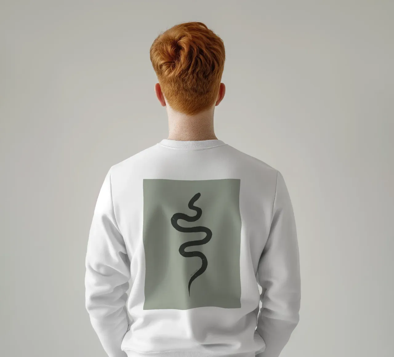 Boho Pastel Vert Sauge Serpent Noir - Minimalist Abstract sweat de This Wild Soul - Illustration