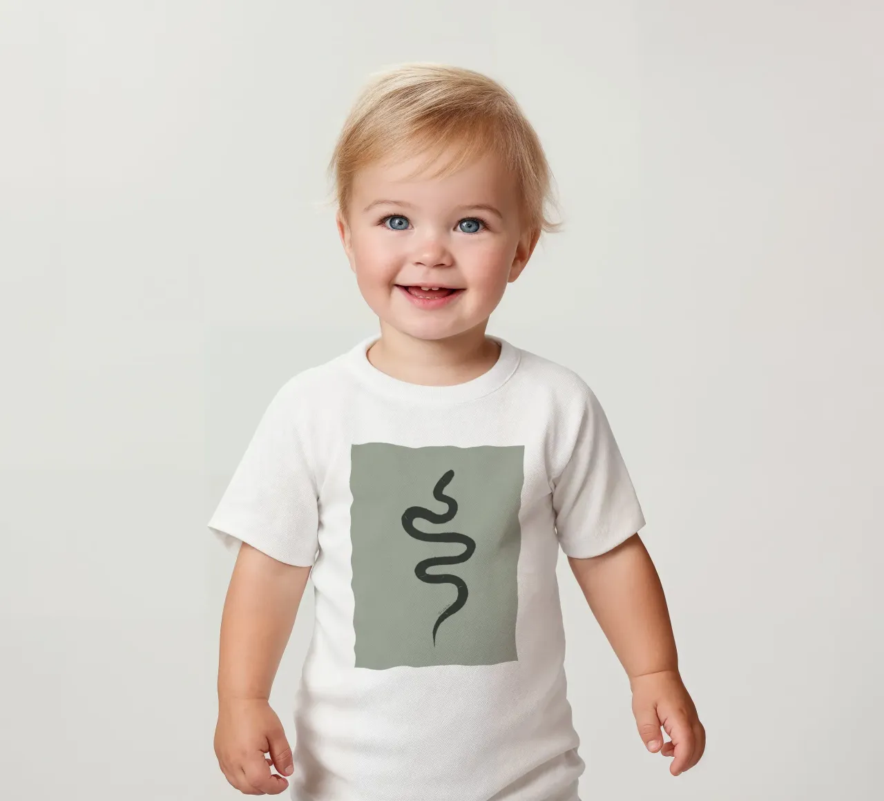 Boho Pastel Saliegroen Zwarte Slang - Minimalistisch Abstract baby t-shirt van This Wild Soul - Illustration