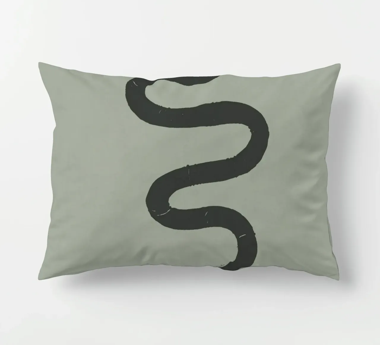 Boho Pastel Vert Sauge Serpent Noir - Minimalist Abstract coussin de This Wild Soul - Illustration