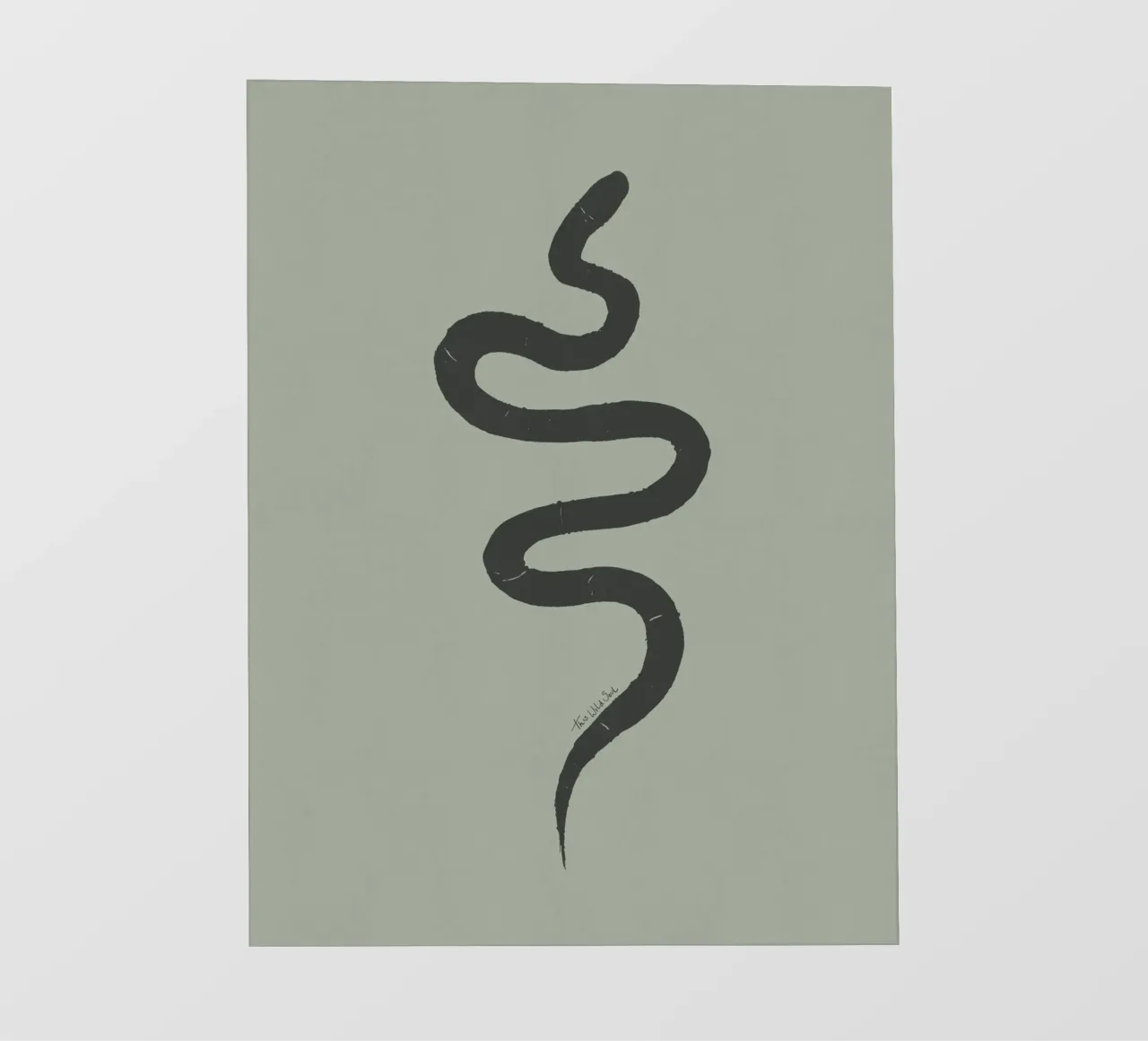 Boho Pastel Vert Sauge Serpent Noir - Minimalist Abstract bâche pvc de This Wild Soul - Illustration