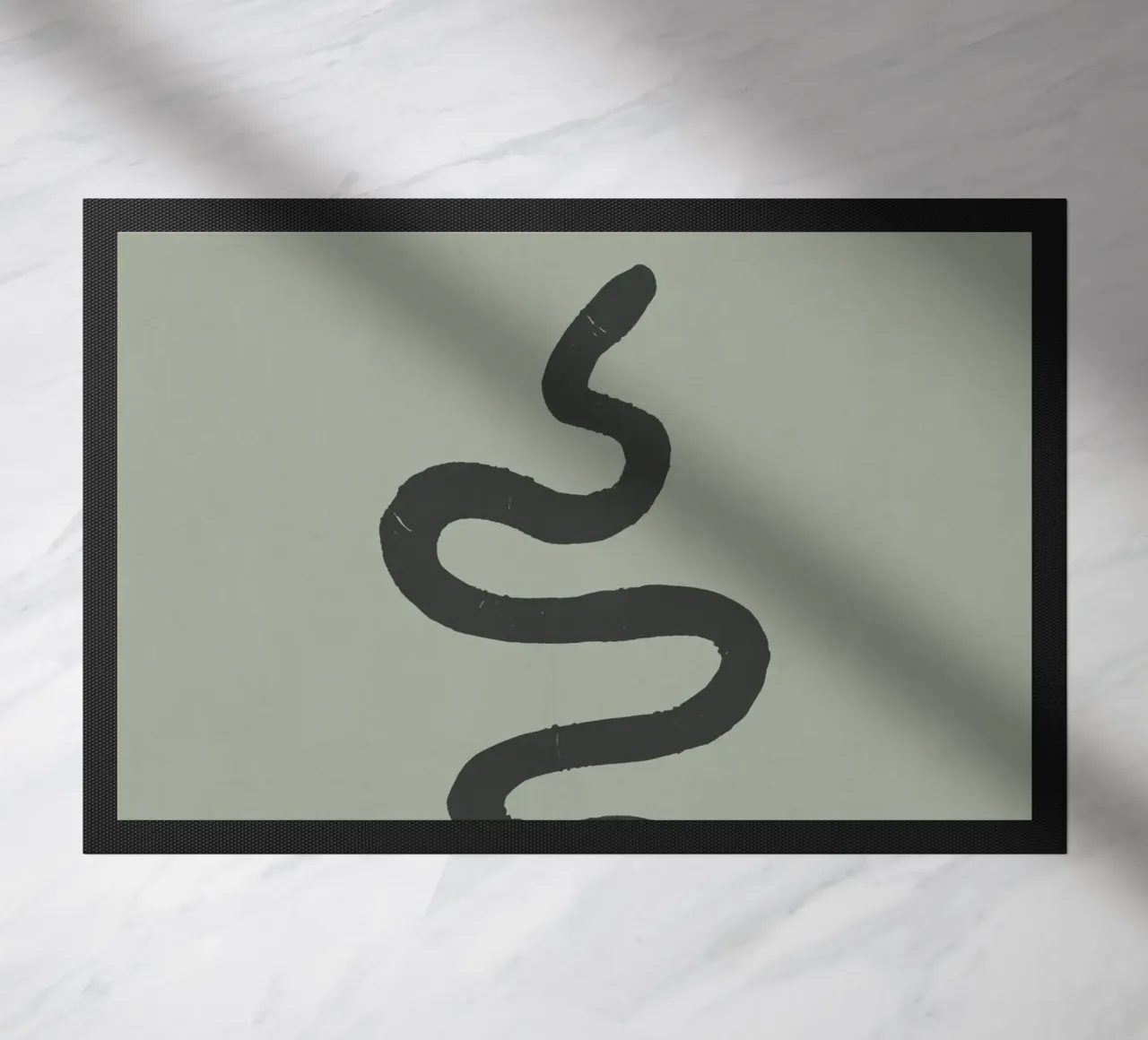 Boho Pastel Vert Sauge Serpent Noir - Minimalist Abstract paillasson de This Wild Soul - Illustration