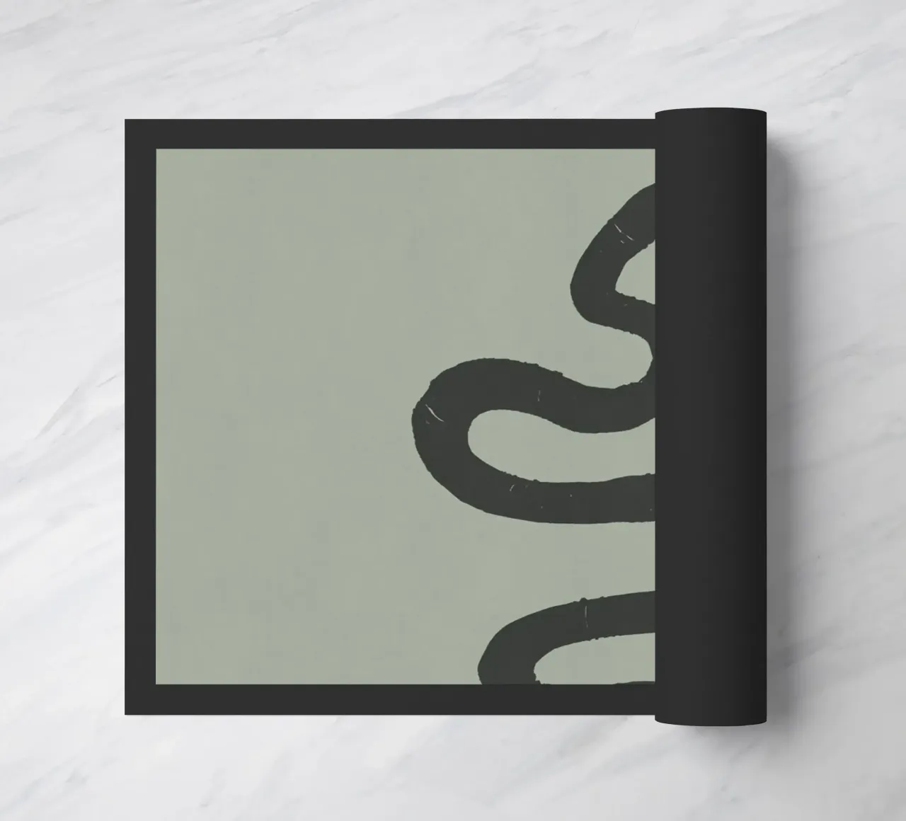 Boho Pastel Vert Sauge Serpent Noir - Minimalist Abstract paillasson de This Wild Soul - Illustration