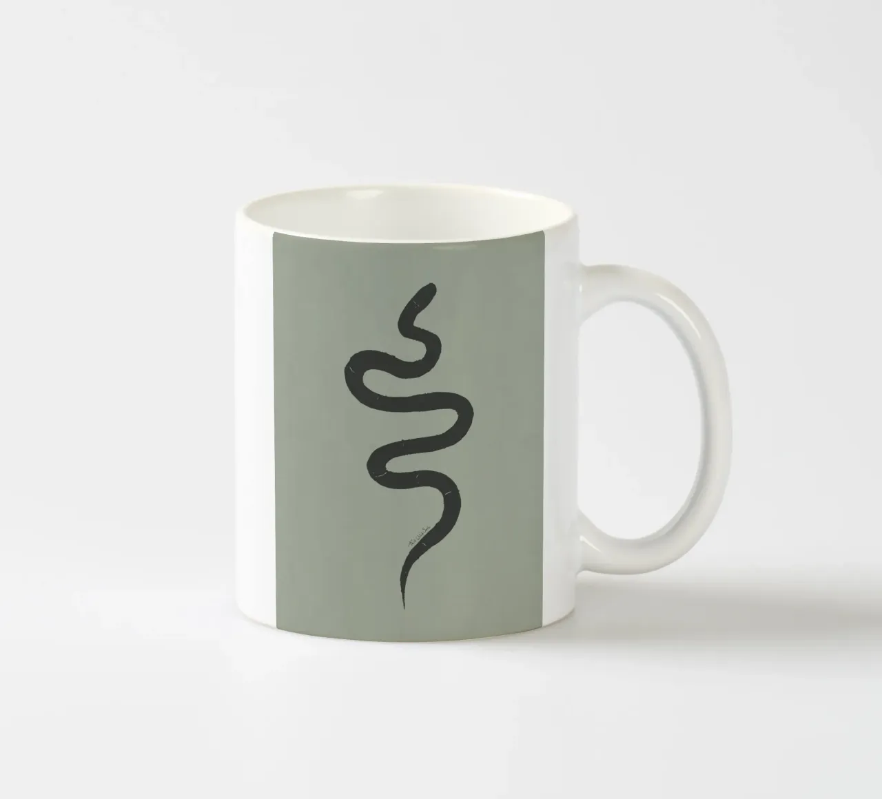 Boho Pastel Vert Sauge Serpent Noir - Minimalist Abstract mug en céramique de This Wild Soul - Illustration