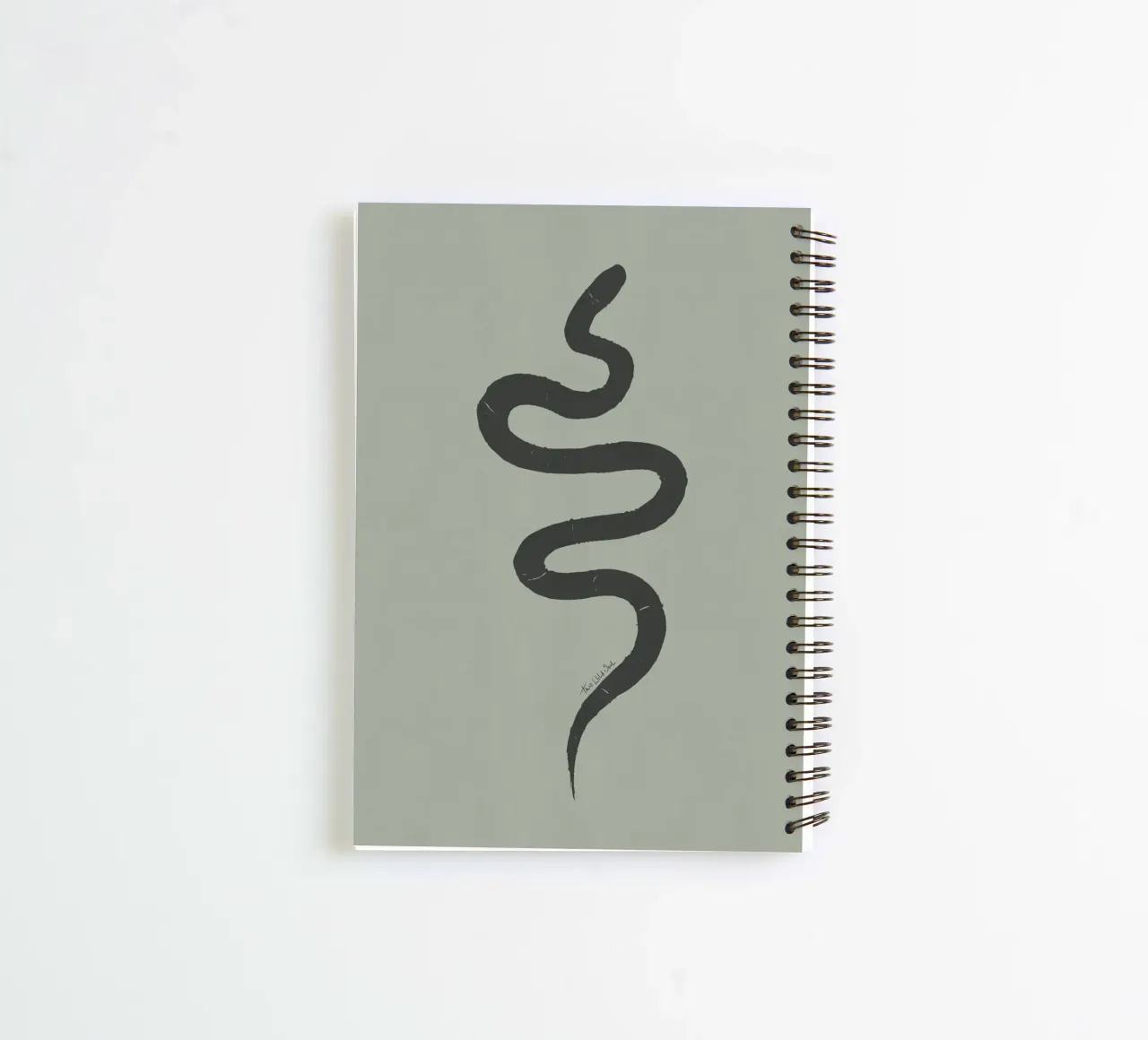 Boho Pastel Sage Green Black Snake - Minimalist Abstract spiral notebook by This Wild Soul - Illustration
