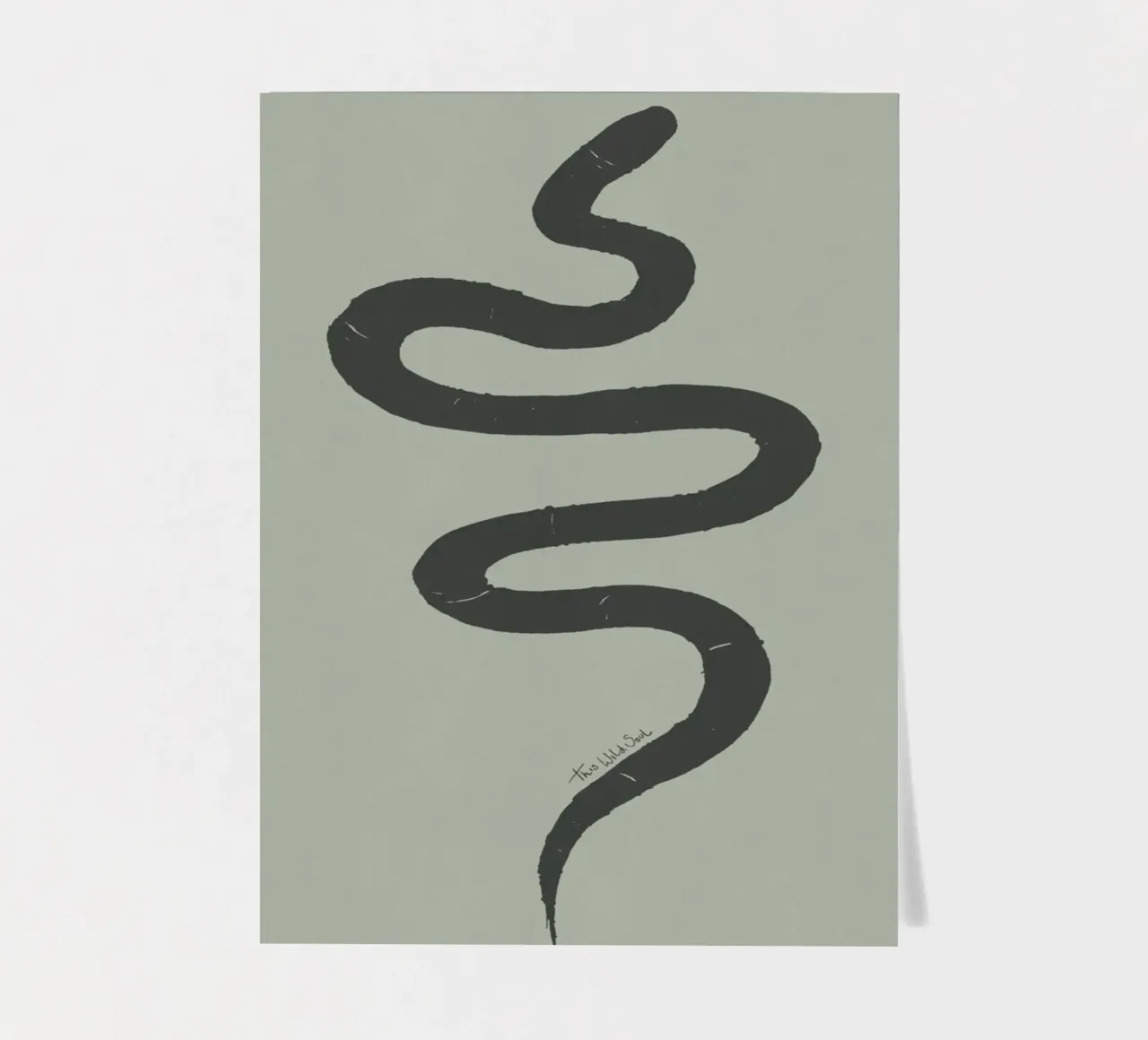 Boho Pastel Vert Sauge Serpent Noir - Minimalist Abstract planche autocollant de This Wild Soul - Illustration
