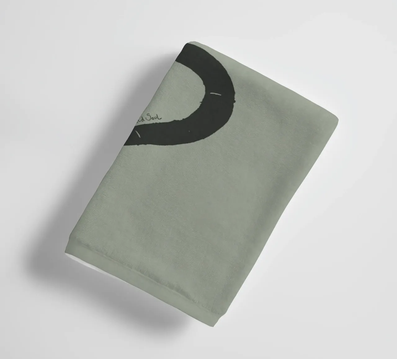 Boho Pastel Sage Green Black Snake - Minimalist Abstract towel by This Wild Soul - Illustration