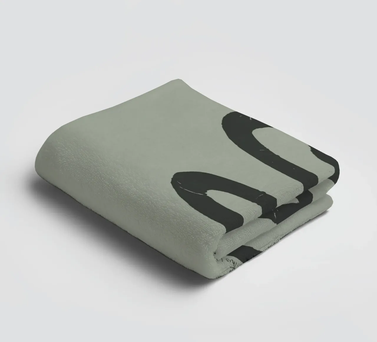 Boho Pastel Sage Green Black Snake - Minimalist Abstract towel by This Wild Soul - Illustration