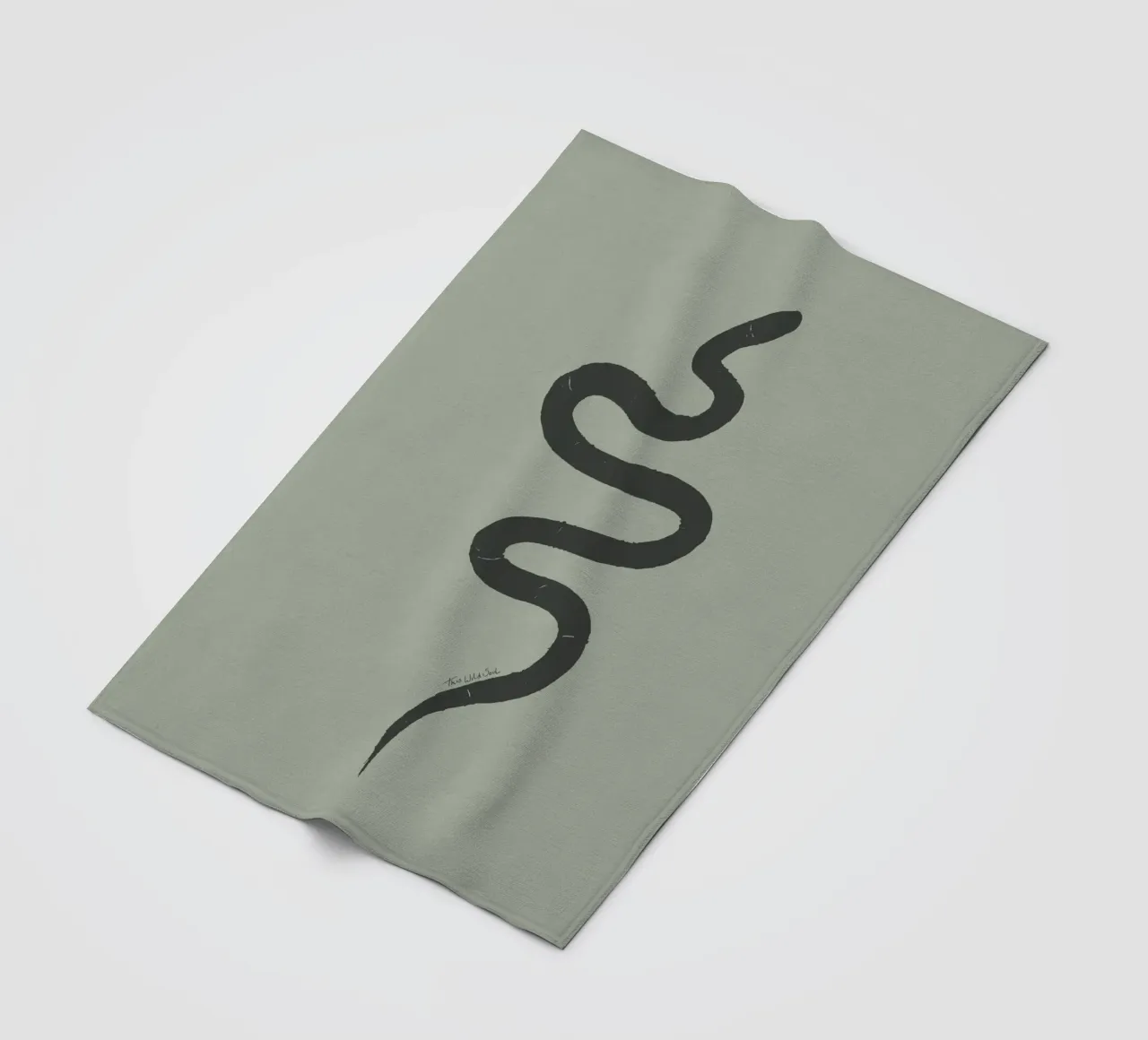 Boho Pastel Vert Sauge Serpent Noir - Minimalist Abstract plaid polaire de This Wild Soul - Illustration