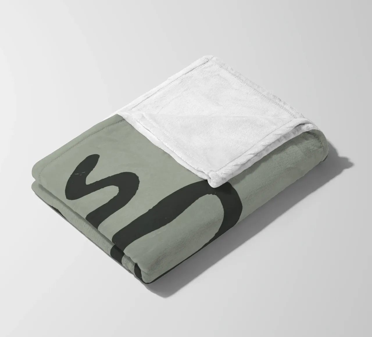 Boho Pastel Vert Sauge Serpent Noir - Minimalist Abstract plaid polaire de This Wild Soul - Illustration