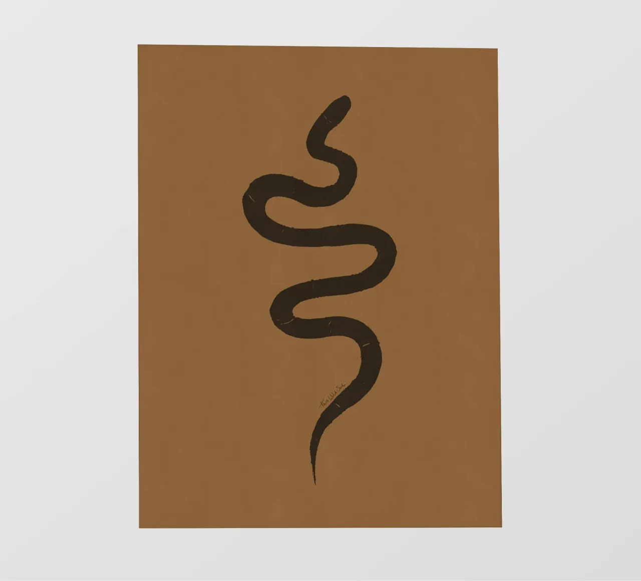 Serpente astratto organico boho in terracotta e nero carbone telo in pvc da This Wild Soul - Illustration