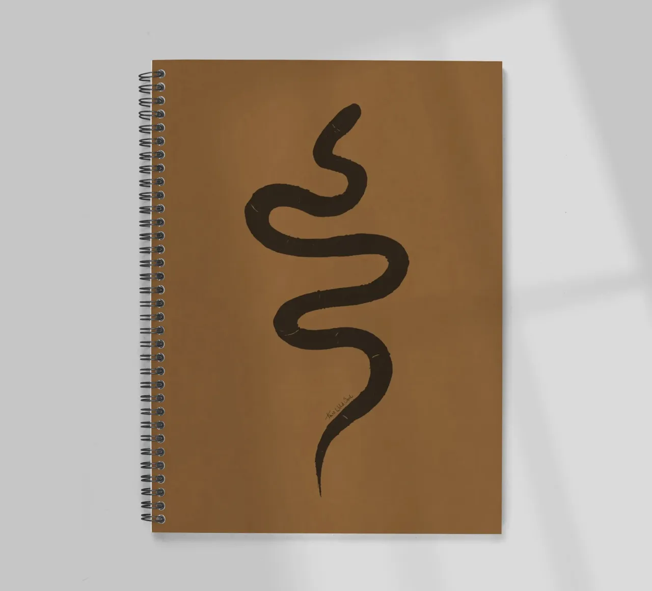 Terracotta and charcoal black boho organic abstract snake spiral notebook by This Wild Soul - Illustration