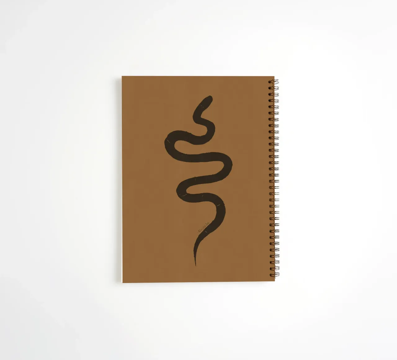 Terracotta and charcoal black boho organic abstract snake spiral notebook by This Wild Soul - Illustration