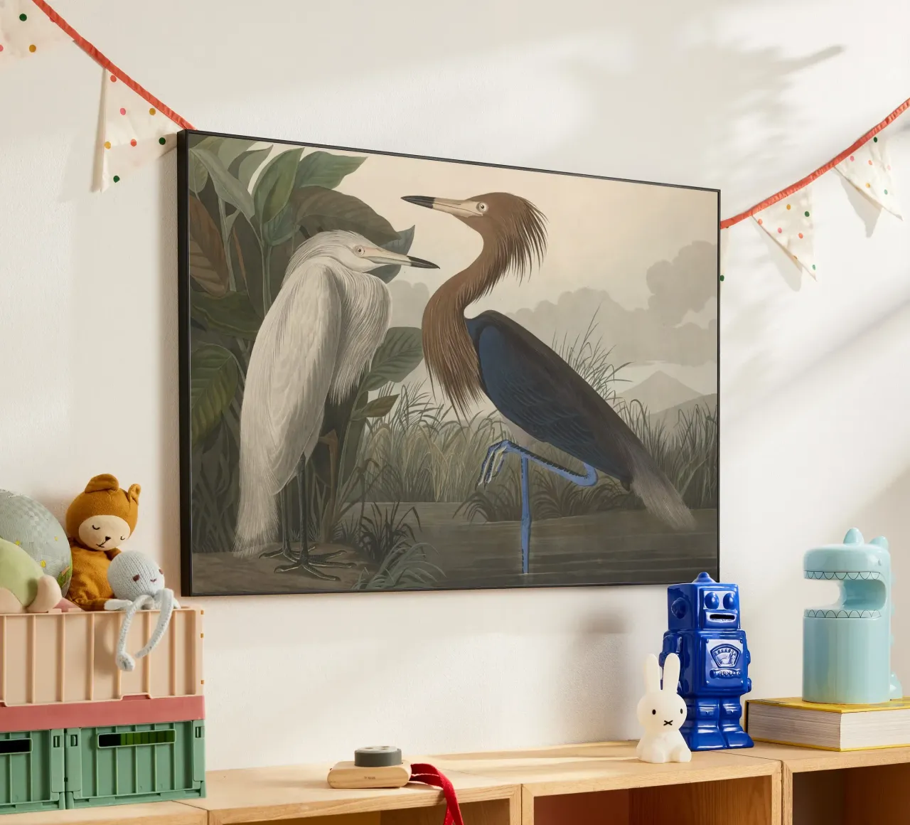 John James Audubon - Airone rosso alluminio dibond da Timeless Artworks