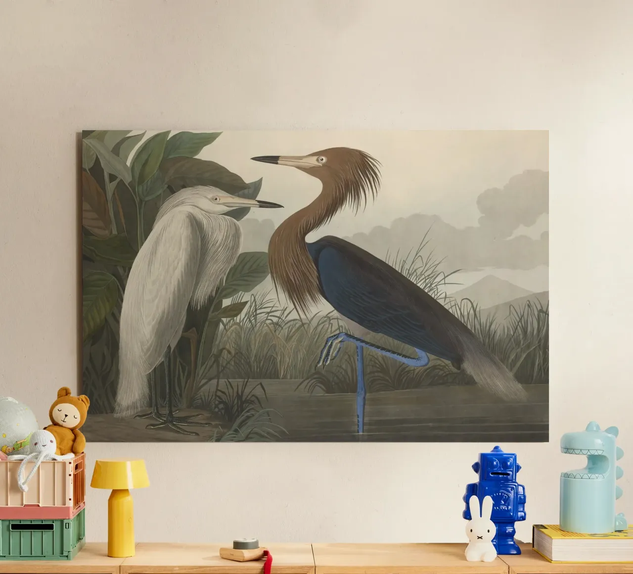 John James Audubon - Airone rosso alluminio dibond da Timeless Artworks