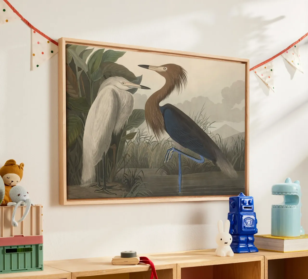 John James Audubon - Airone rosso tela da Timeless Artworks