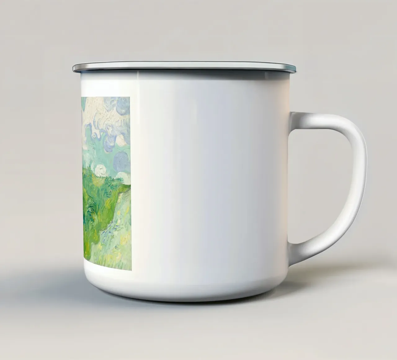 Vincent van Gogh - Campi di grano verdi, Auvers tazza in smalto da Timeless Artworks