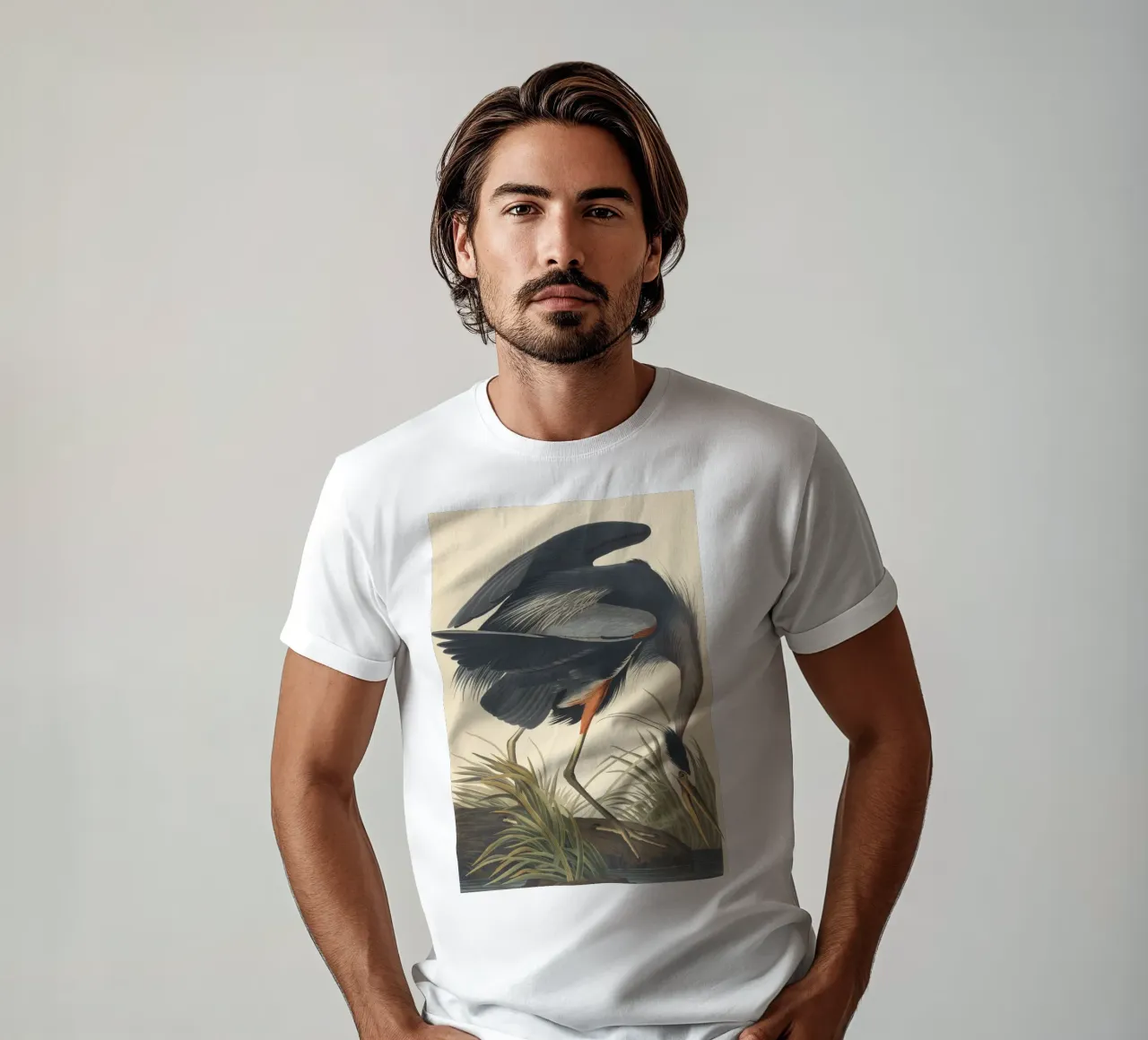 John James Audubon - Airone azzurro maggiore t-shirt da Timeless Artworks