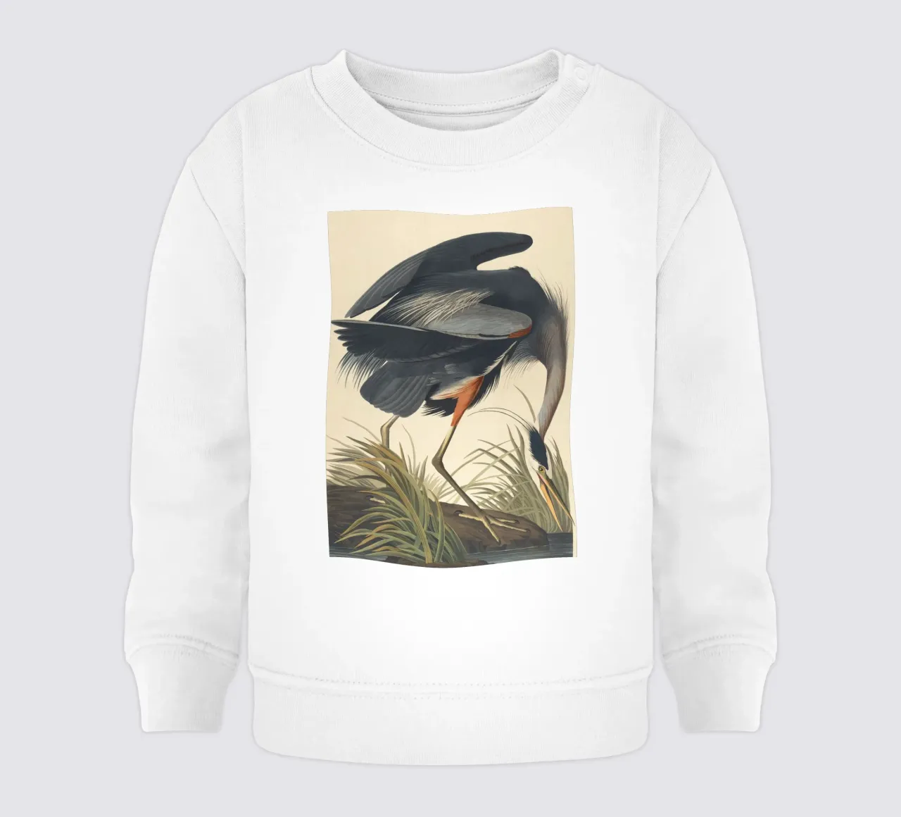 John James Audubon - Airone azzurro maggiore felpa neonato da Timeless Artworks