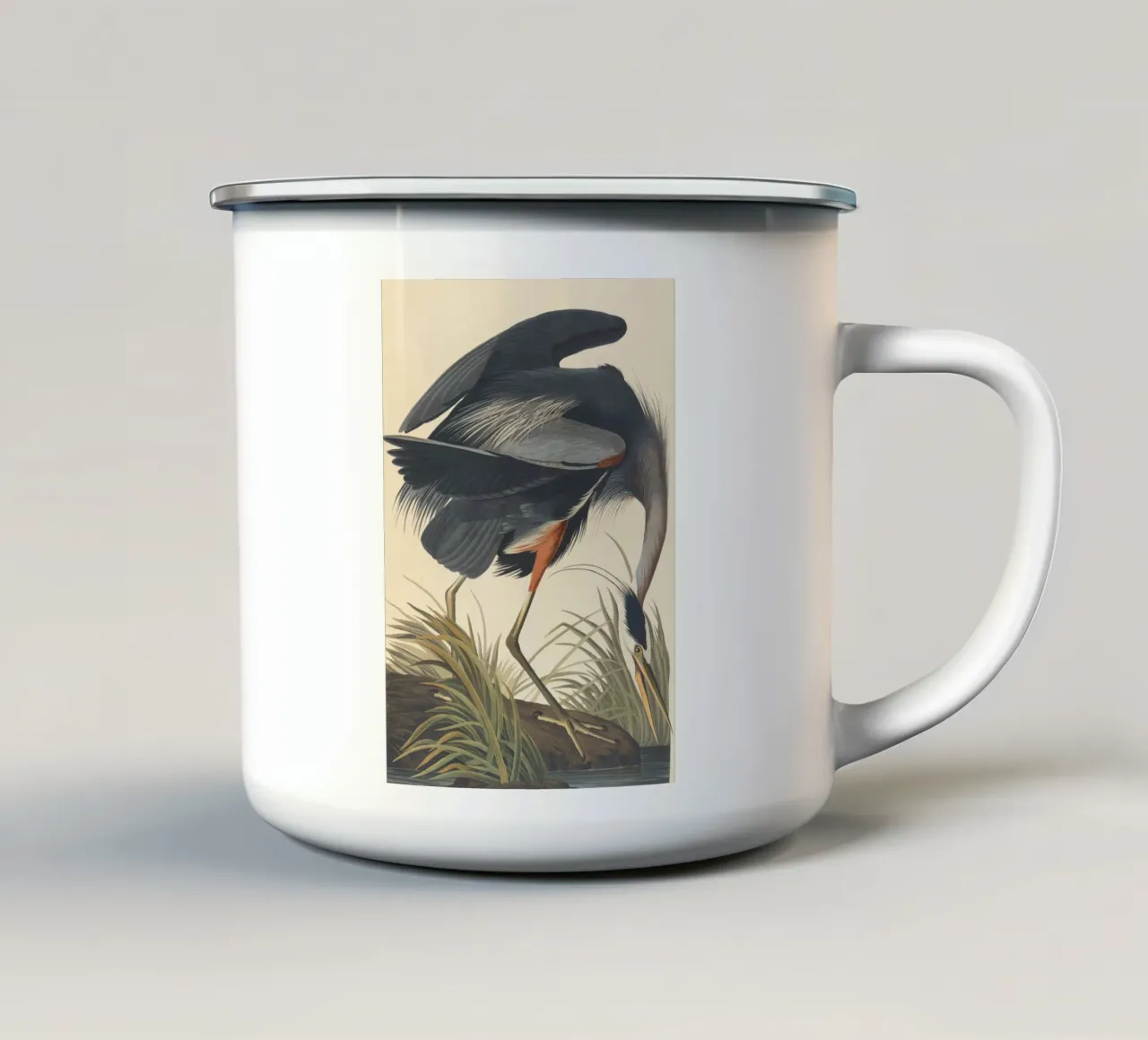 John James Audubon - Airone azzurro maggiore tazza in smalto da Timeless Artworks