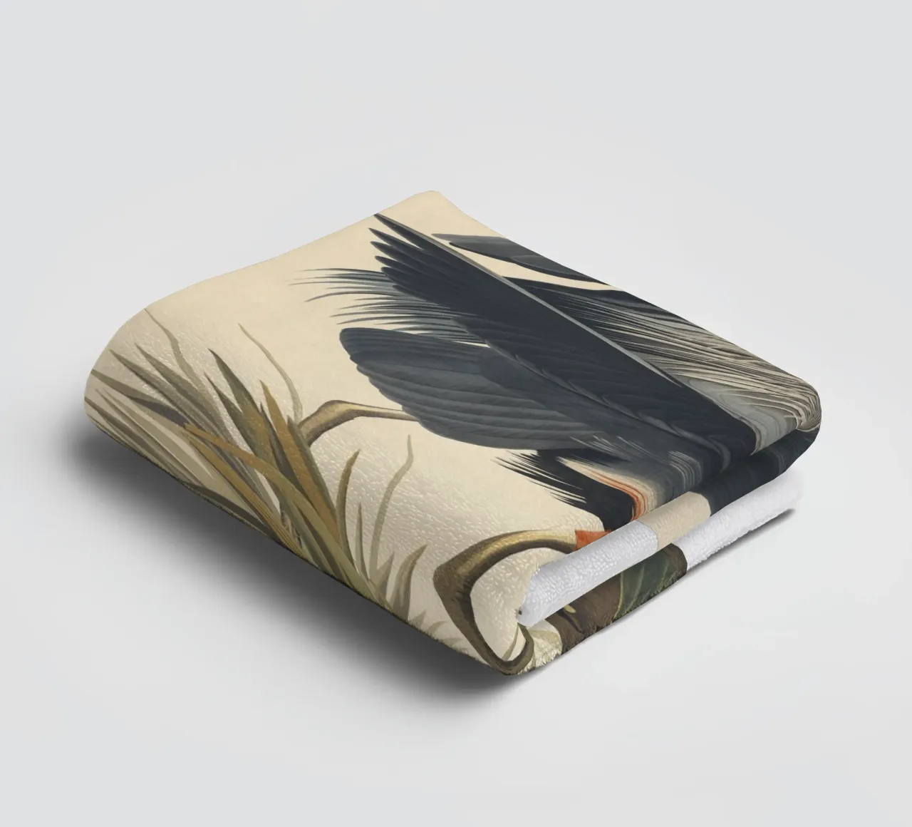 John James Audubon - Airone azzurro maggiore asciugamano da bagno da Timeless Artworks