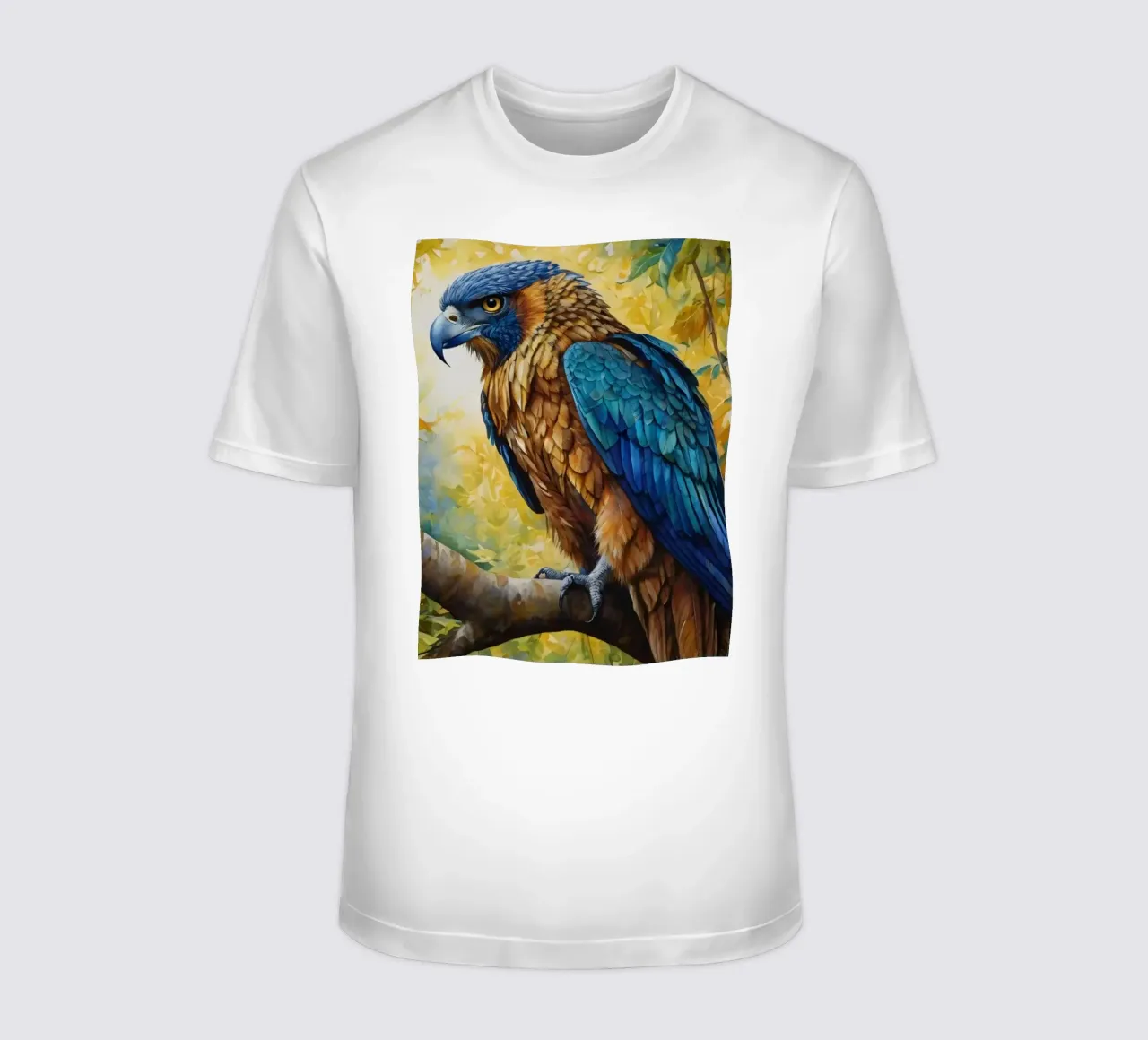 Un oiseau coloré perché sur une branche au milieu du feuillage d'automne t-shirt de DesignDoodle
