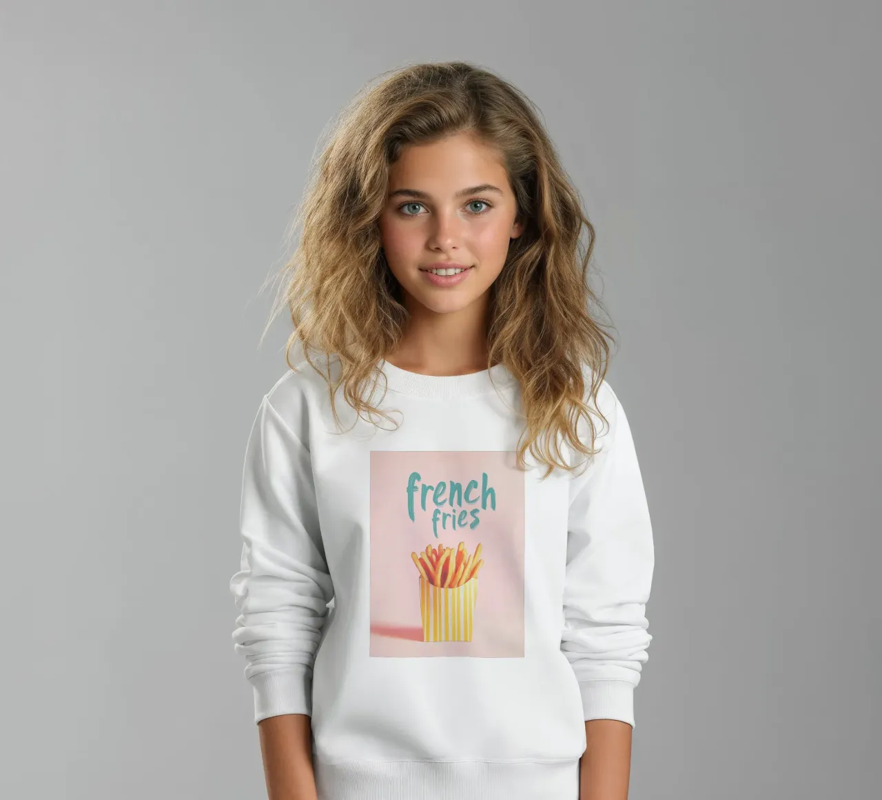 Strip box con patatine fritte felpa bambino da Carinaprint