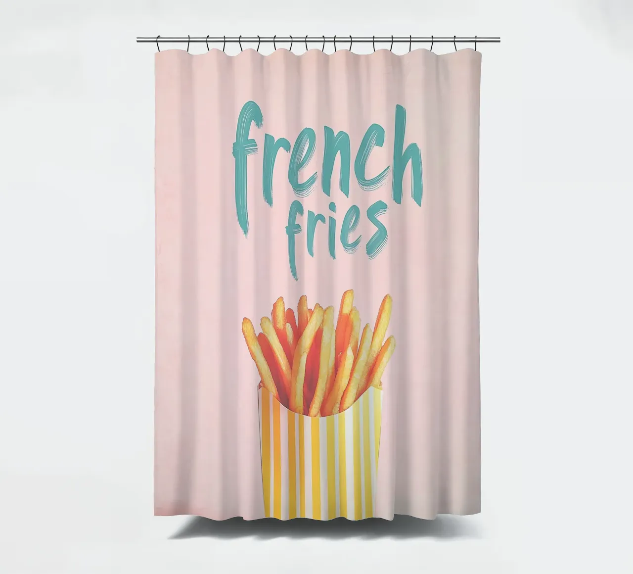 Streifenbox mit Pommes Frites Duschvorhang von Carinaprint
