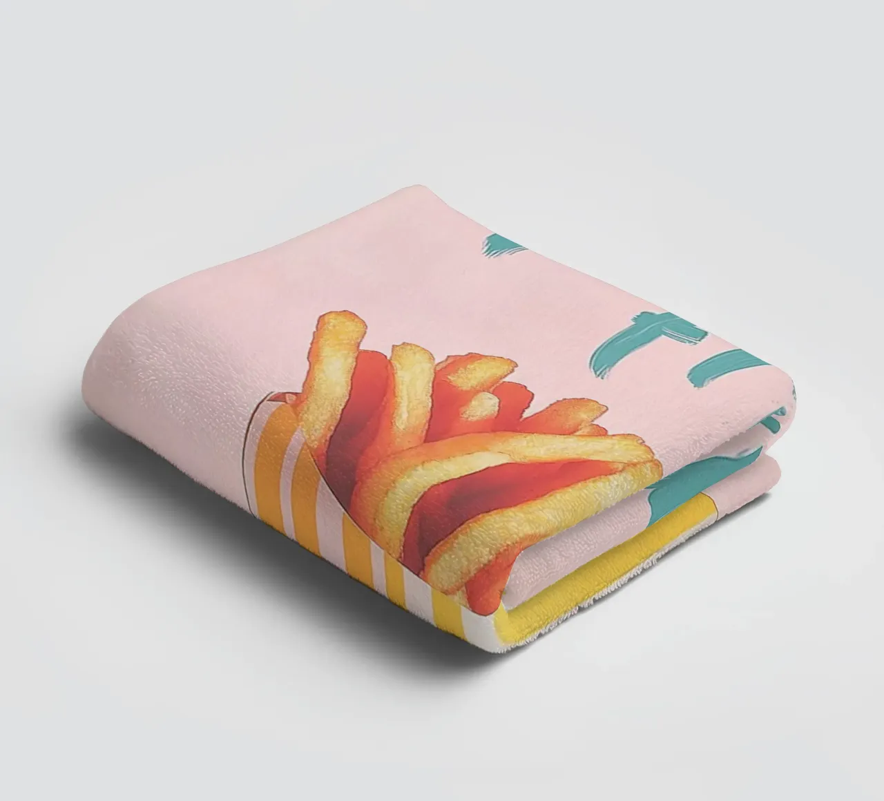 Streifenbox mit Pommes Frites Handtuch von Carinaprint