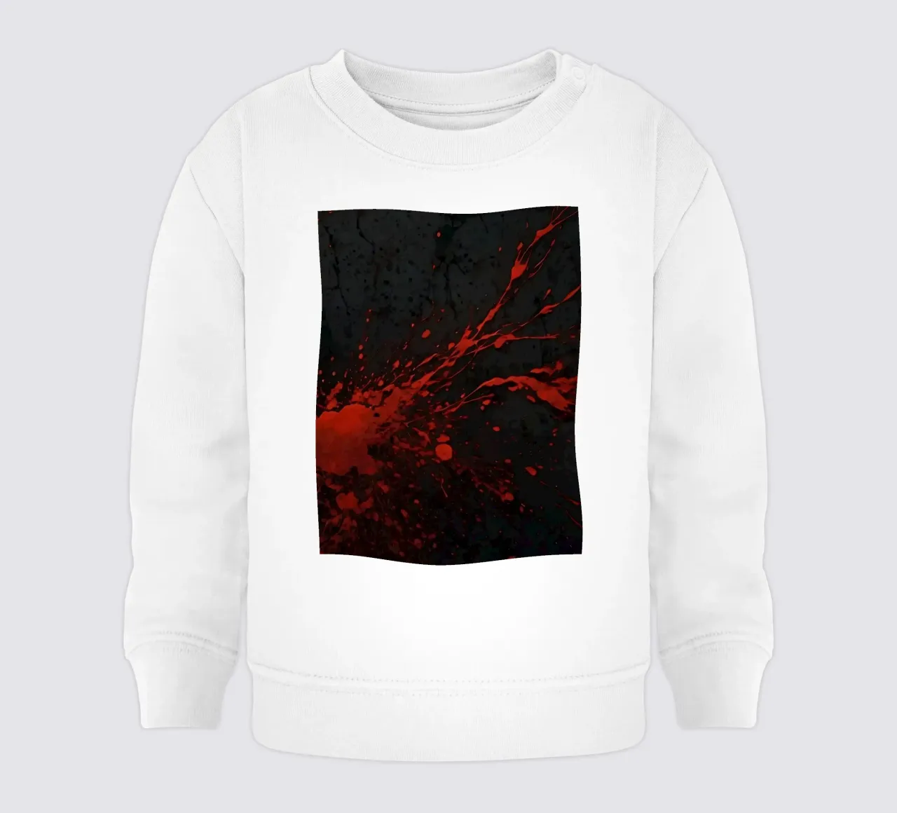 Bold red paint splatters on a dark textured background baby sweatshirt by DesignDoodle