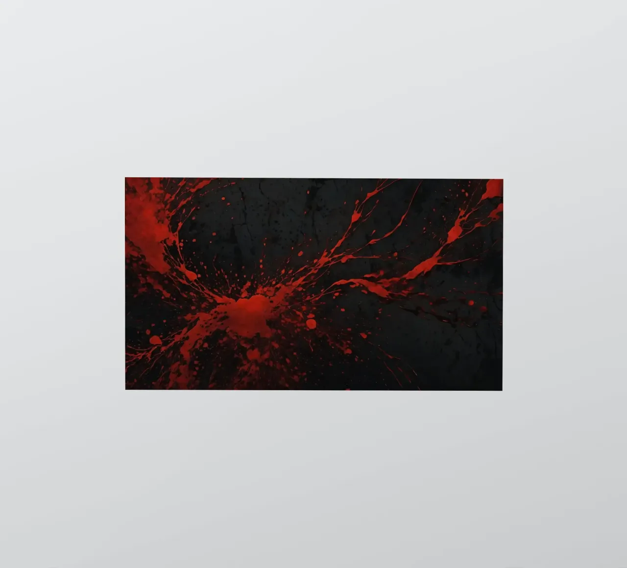 Bold red paint splatters on a dark textured background sticker by DesignDoodle