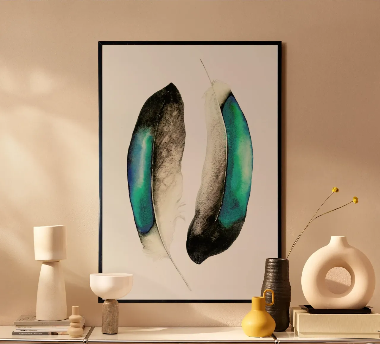 Smaragd Feathers hahnemühle by Karolina Kijak