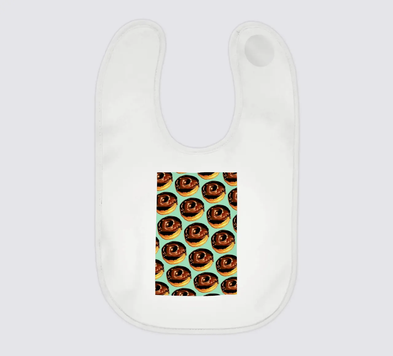 Chocolate Donut Pattern -Teal baby bib by Kelly Gilleran