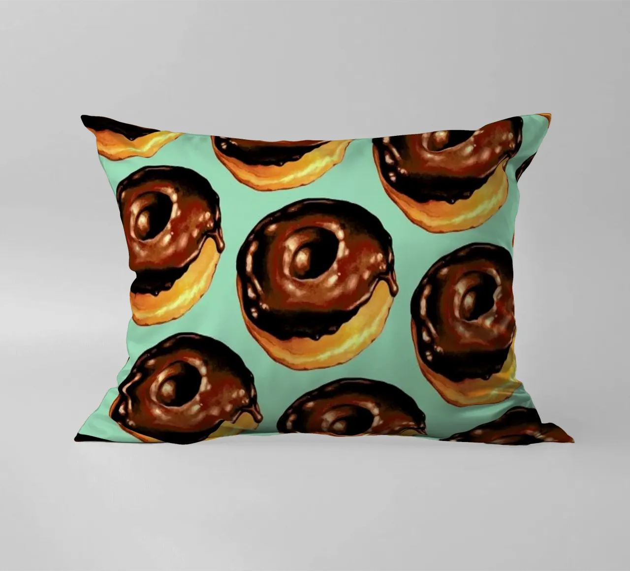 Chocolate Donut Pattern -Teal cojín de Kelly Gilleran