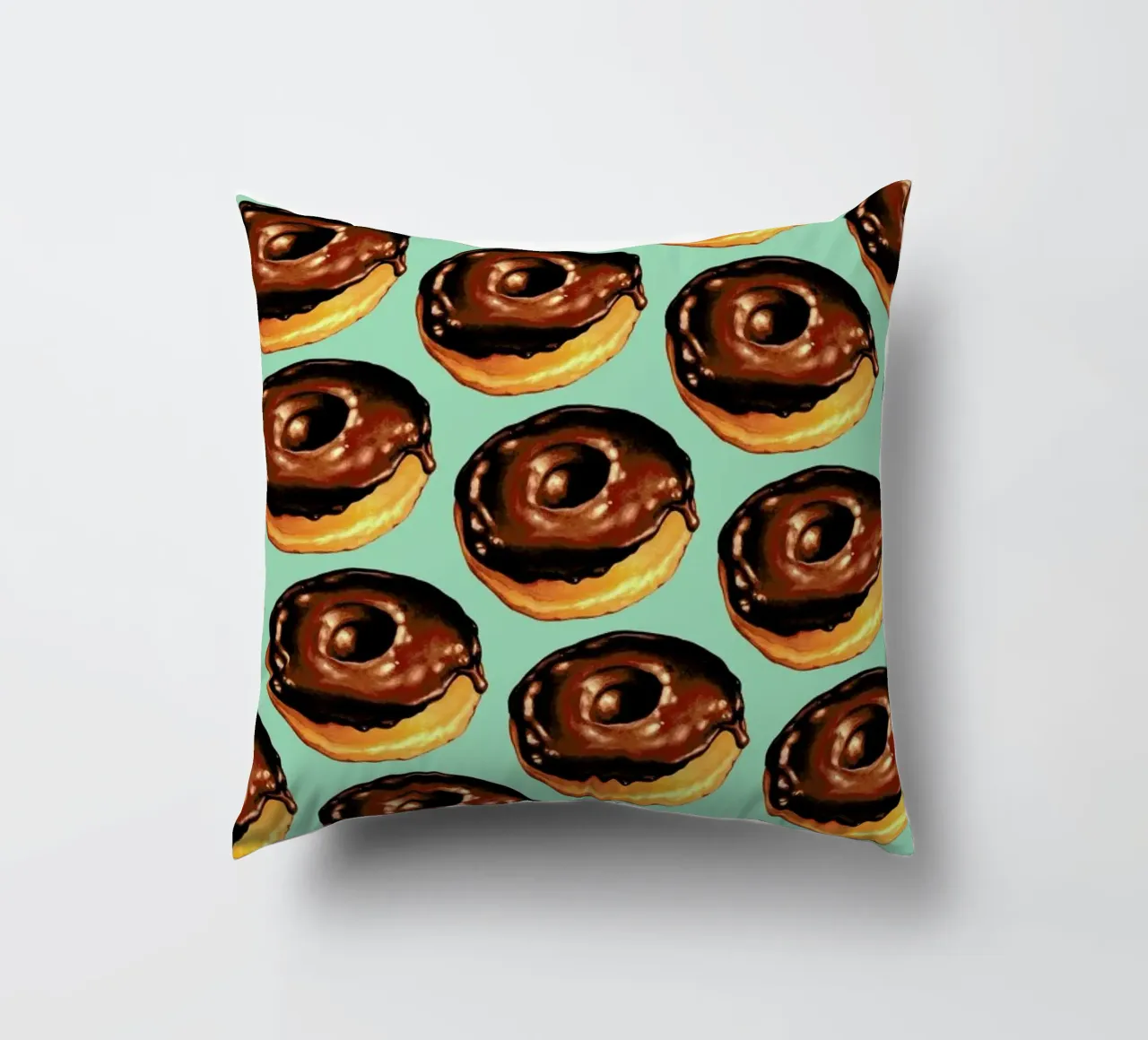 Chocolate Donut Pattern -Teal cojín de Kelly Gilleran