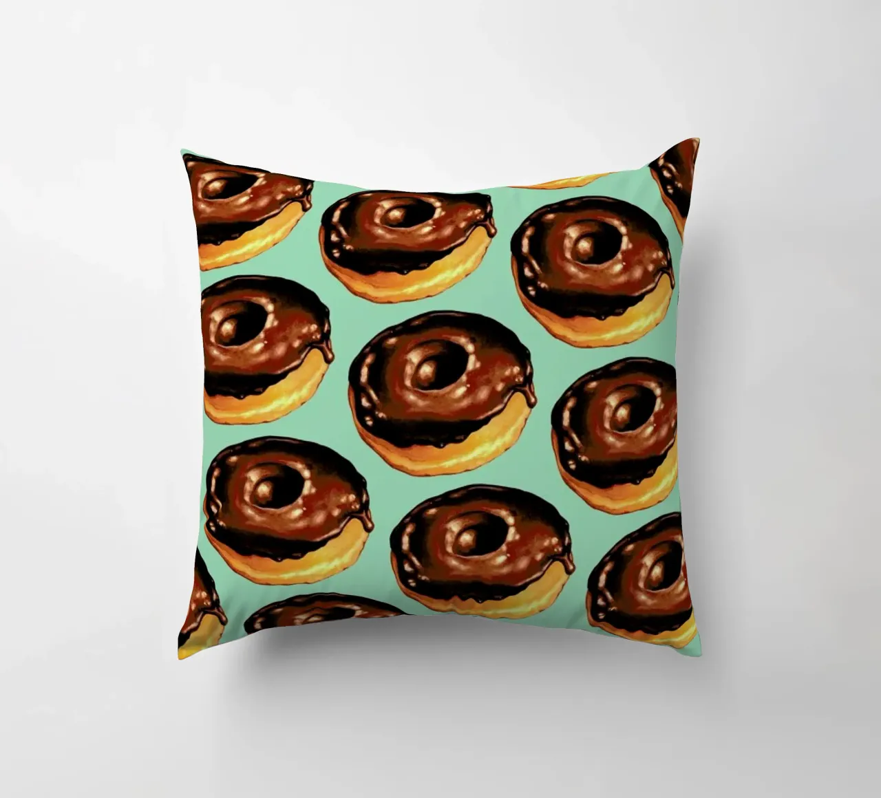 Chocolate Donut Pattern -Teal cuscino da Kelly Gilleran