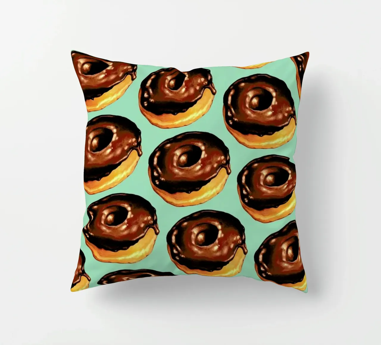 Chocolate Donut Pattern -Teal cojín de Kelly Gilleran