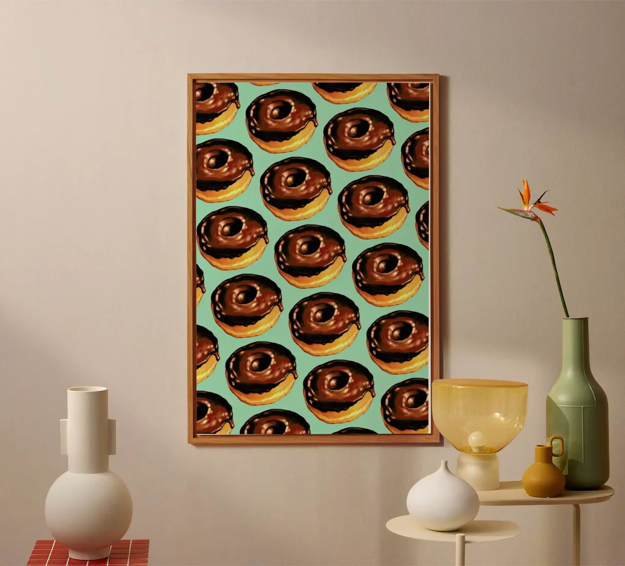 Chocolate Donut Pattern -Teal alluminio dibond da Kelly Gilleran