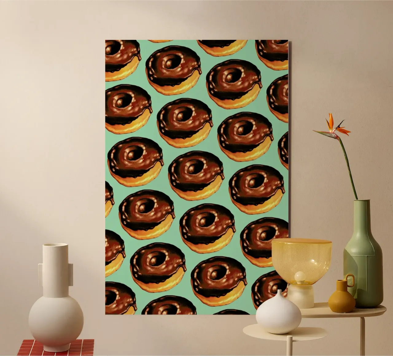 Chocolate Donut Pattern -Teal alluminio dibond da Kelly Gilleran