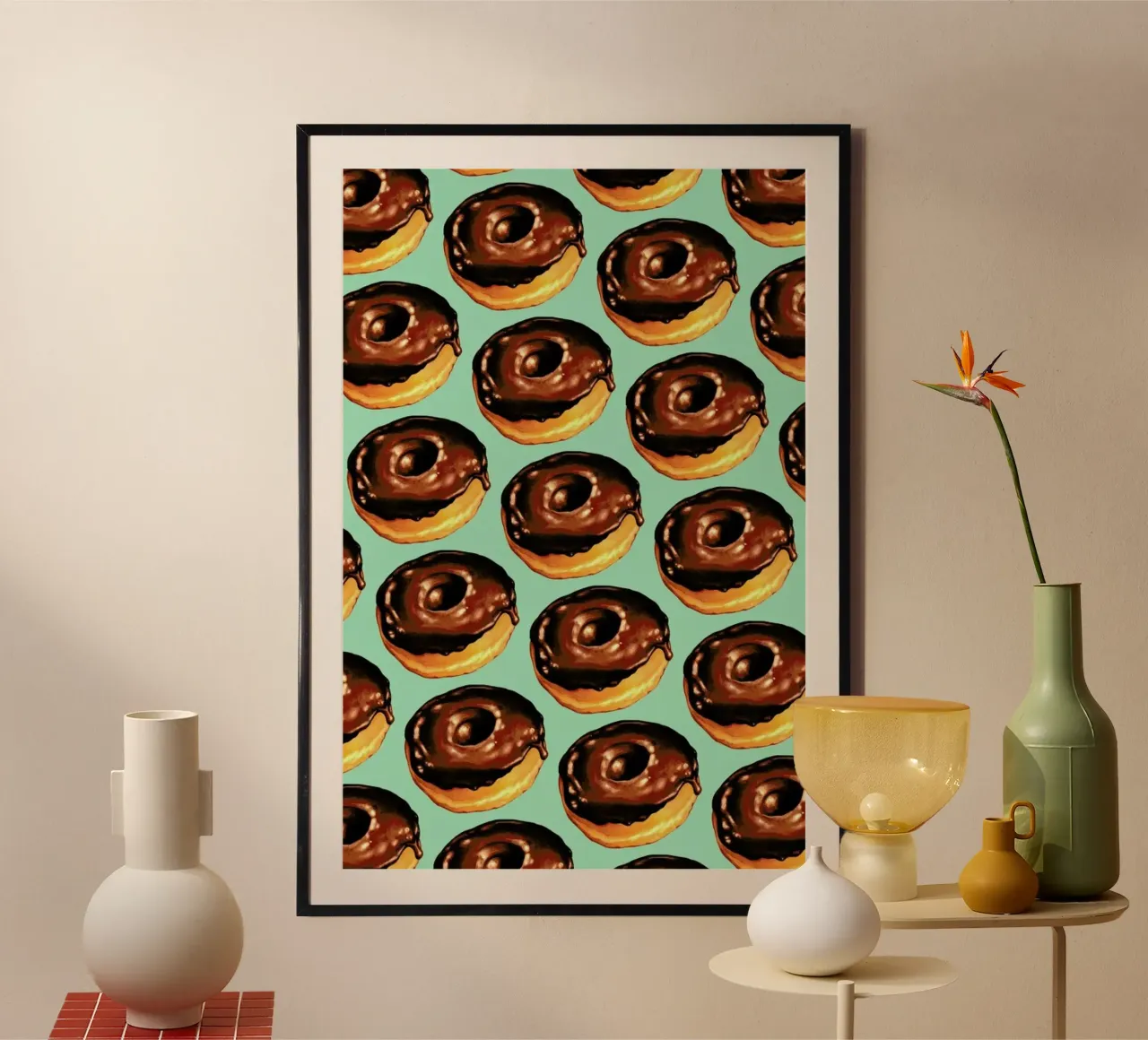 Chocolate Donut Pattern -Teal carta hahnemühle da Kelly Gilleran