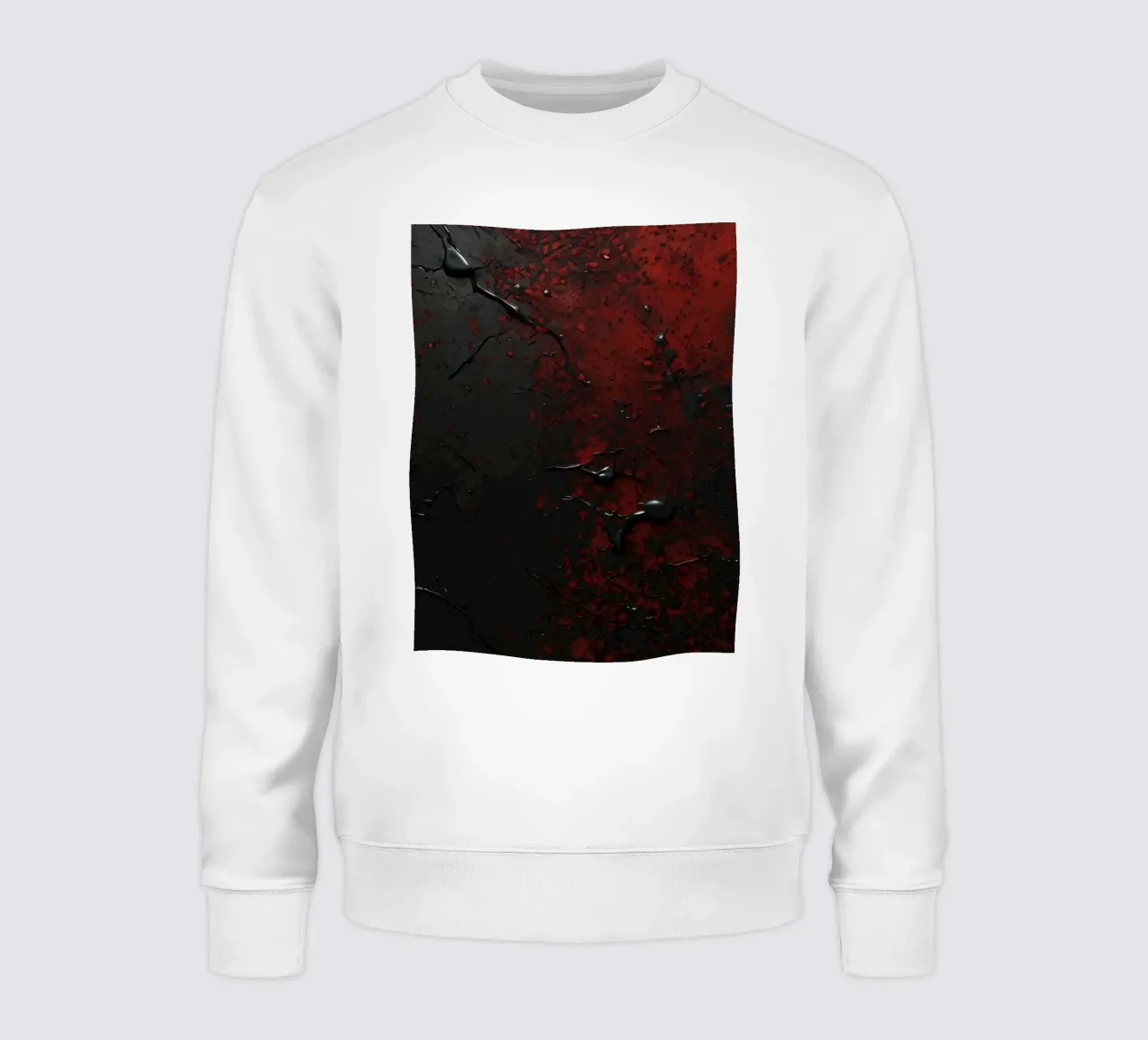 Texture astratta con spruzzi di vernice nera e rossa su un felpa da DesignDoodle