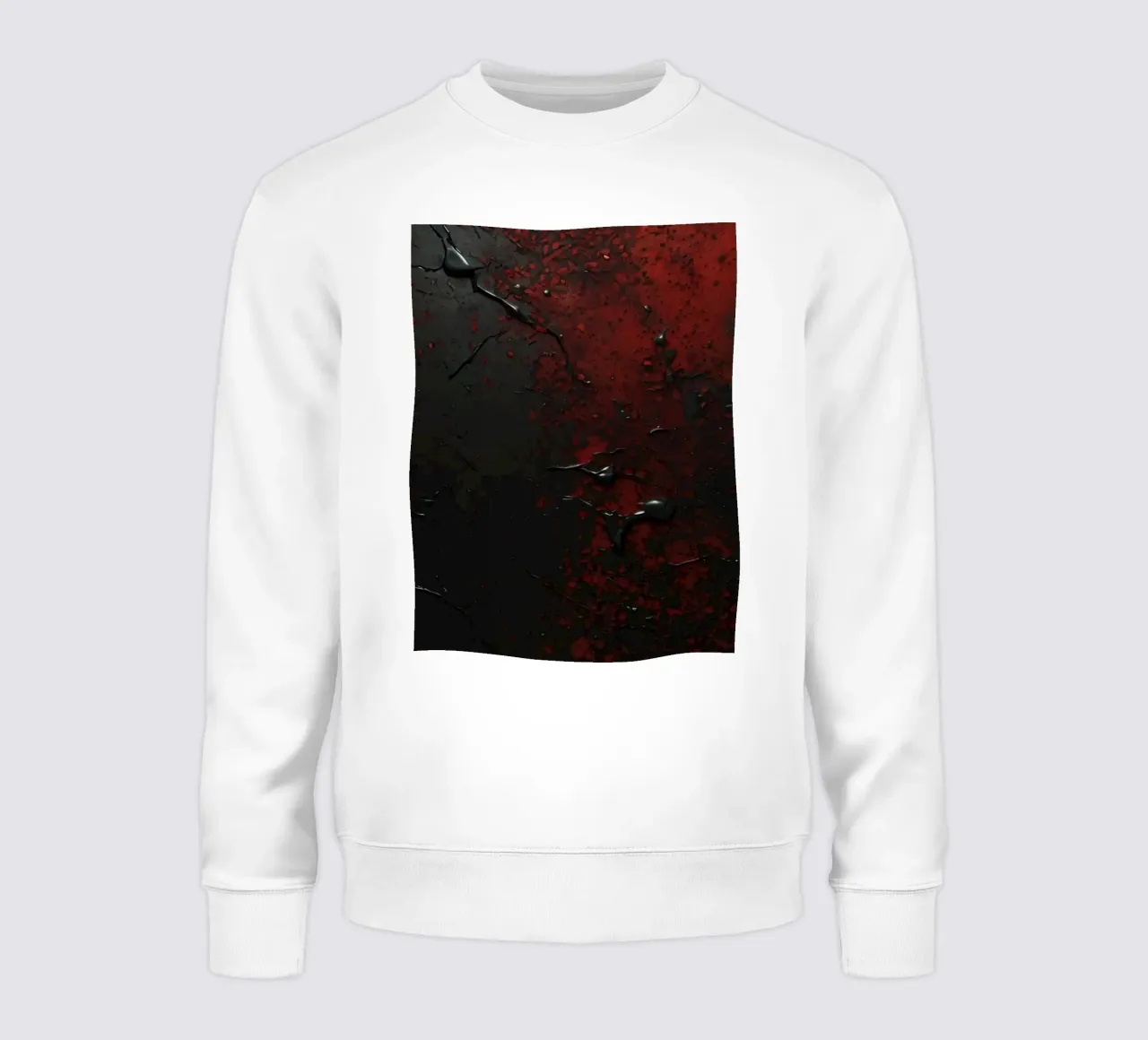 Texture astratta con spruzzi di vernice nera e rossa su un felpa da DesignDoodle